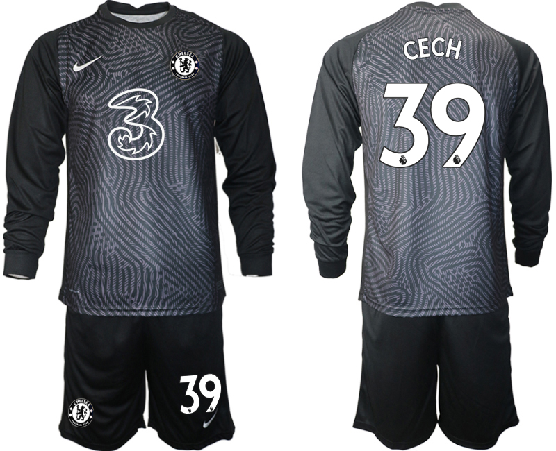 Men 2021 Chelsea black long sleeve goalkeeper #39 soccer jerseys